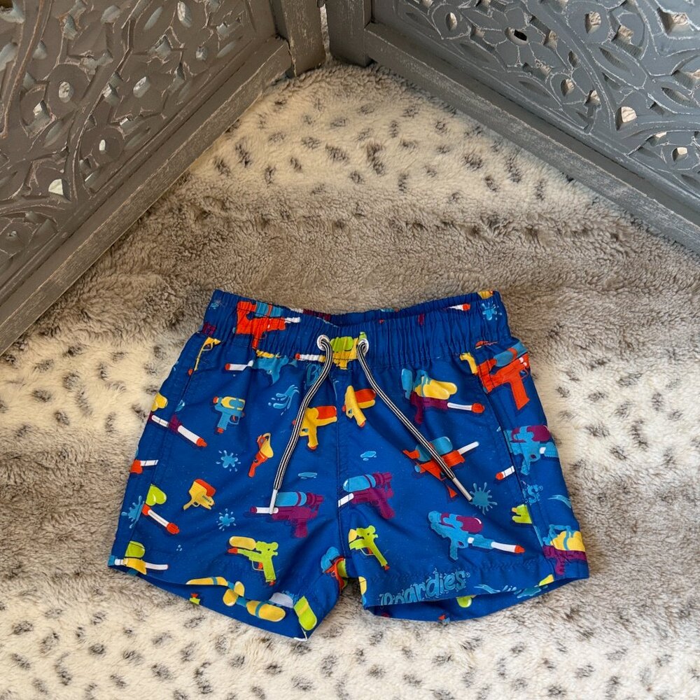 NWT! Boardies blue swim trunks with swim bag baby boys 2T tropical beach summer